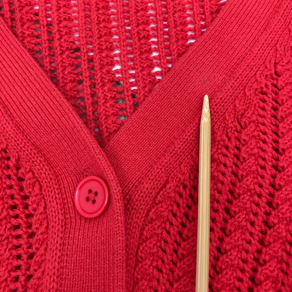 Alice + Olivia Winsor Deep V Slouchy Cardigan Size S Bright Poppy Cotton Wool - Picture 11 of 11